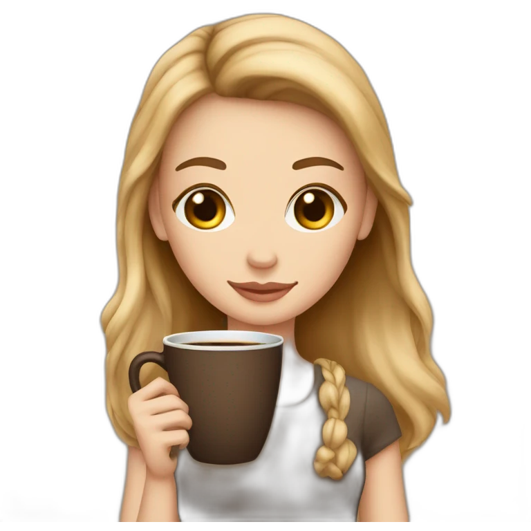 white girl brown hear and cup of coffee in hand emoji