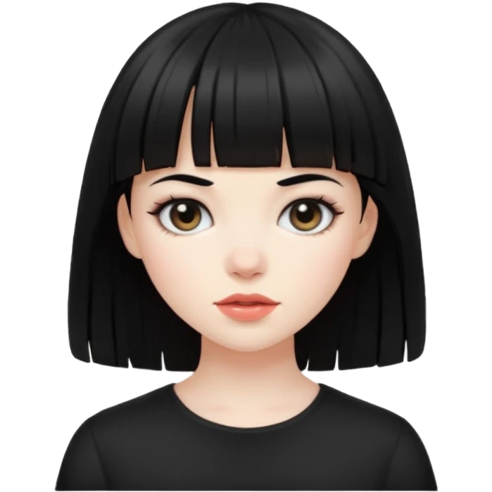 Pale skin girl with black hair and bangs emoji