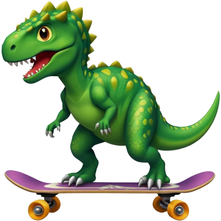 Dinosaur on a skateboard emoji