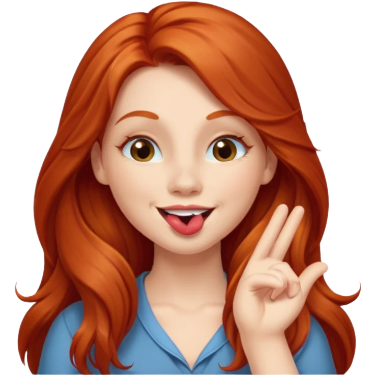 Long haired redhead winking & blowing kisses emoji