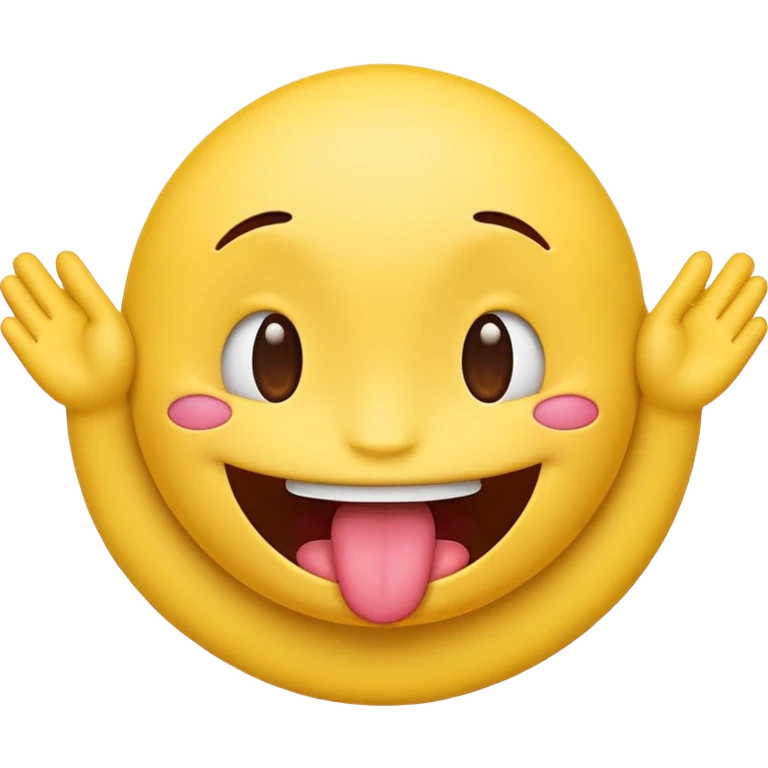 Emoji with tongue ￼out and hands on each side  emoji