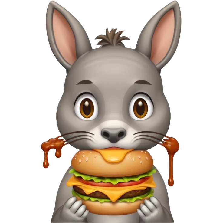 shit dripping of  donkey cat eating hamburgers emoji