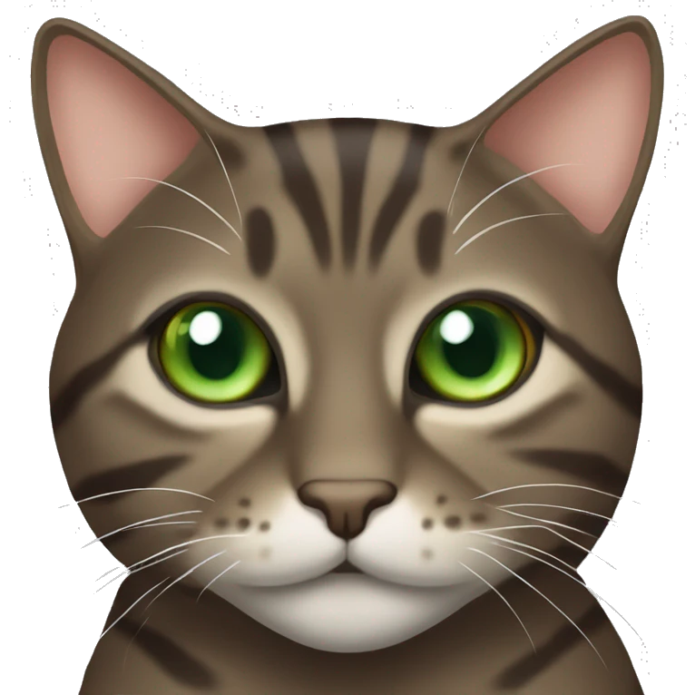 Dark brown tabby cat with slanted Green eyes emoji