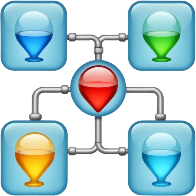 A simple flowchart made of glass emoji