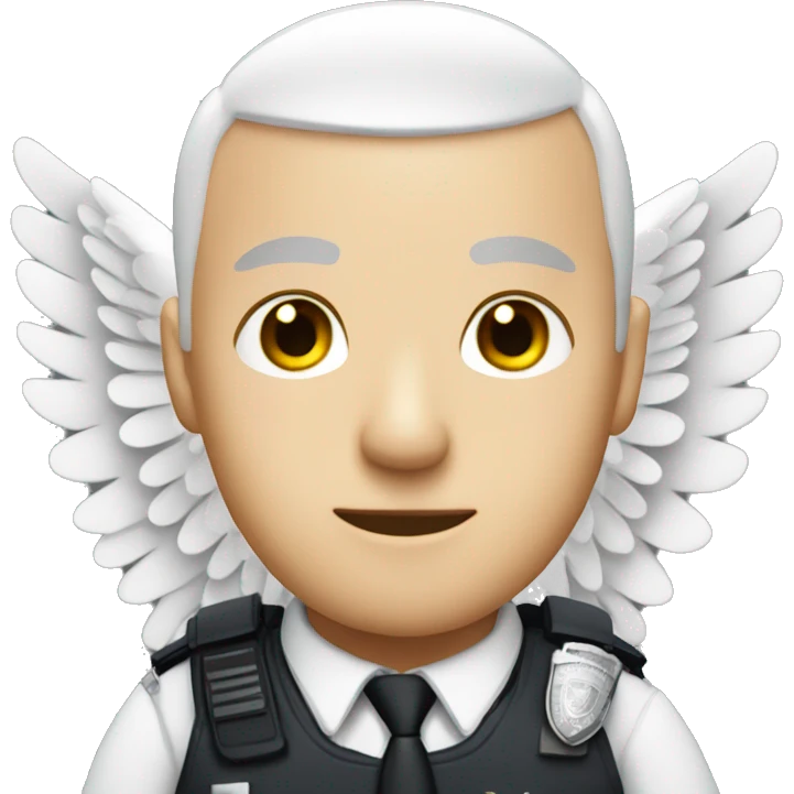 A White Police man bald with ANGEL WINGS emoji