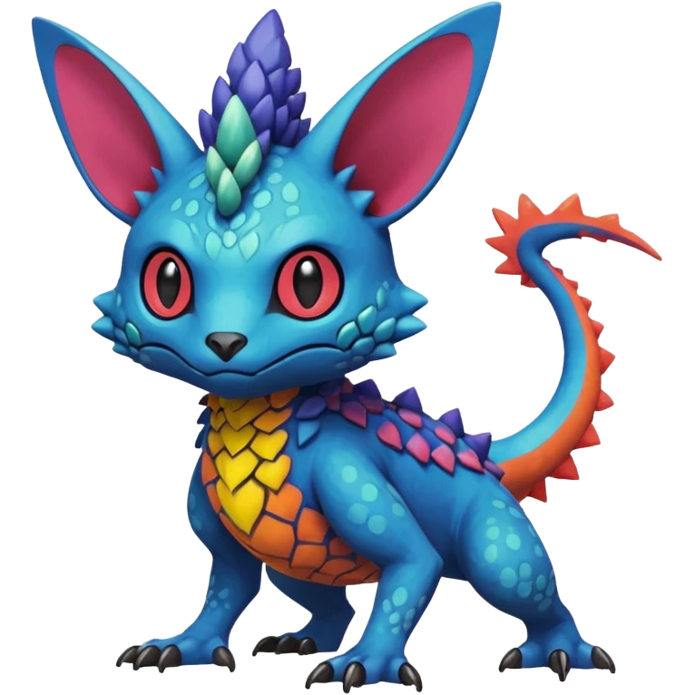 randomly colored colorful edgy anthropomorphic painted Fakémon-Pokémon-Trico-Vernid-creature emoji