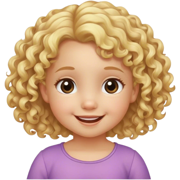 little girl blond hair curly 2 years old smile emoji
