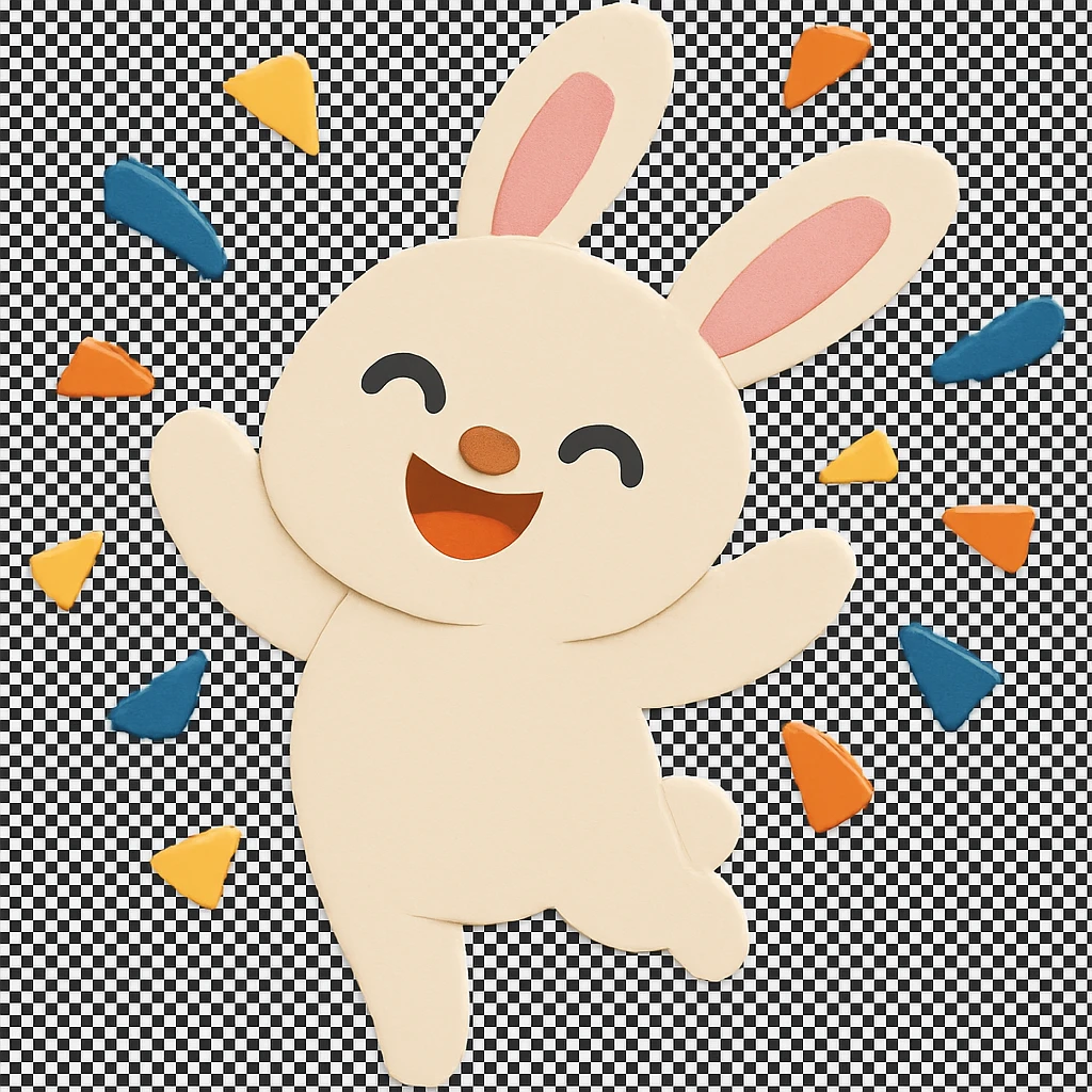 Edit the bunny's tummy to be visually good looking and well shaped, removing any imperfections on the body part. Keep all other design elements unchanged emoji