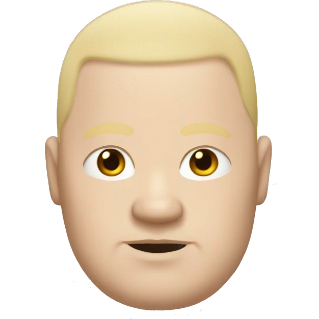 Fat bald white man with curly long blonde hair wearing a Japanese tshirt emoji
