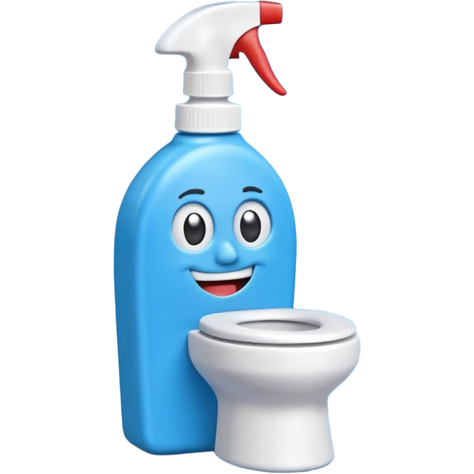 claymation style Harpic toilet cleaner bottle emoji