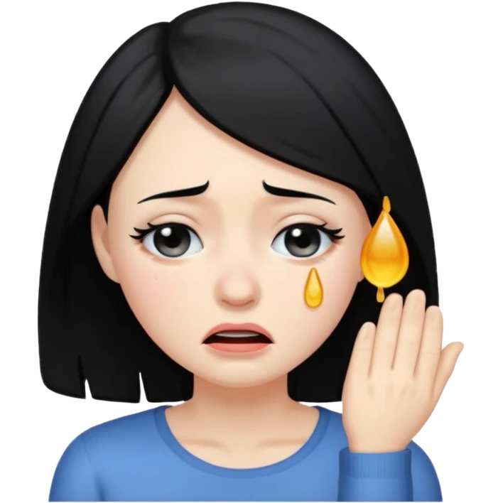 woman crying with black hair emoji