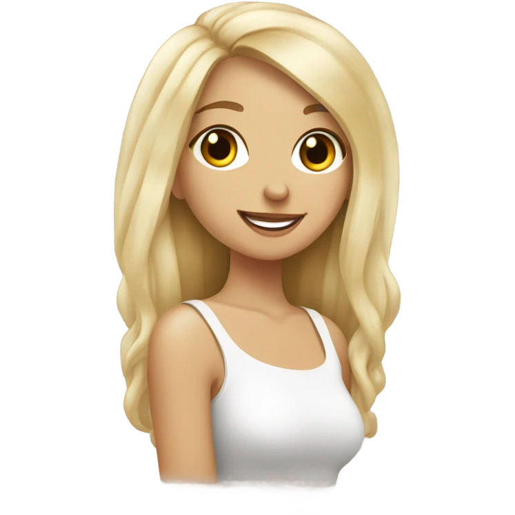 Una chica rubia con un pomerania blanco  emoji