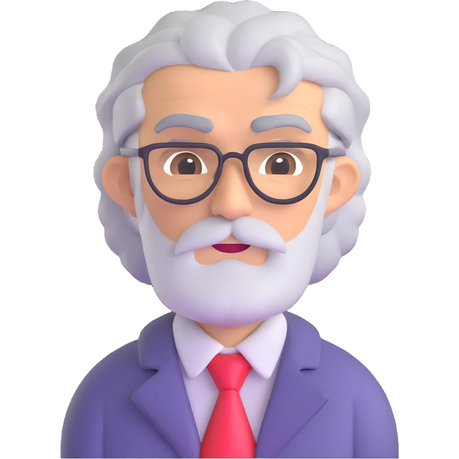Professor Oak from Pokemon with grey hair emoji