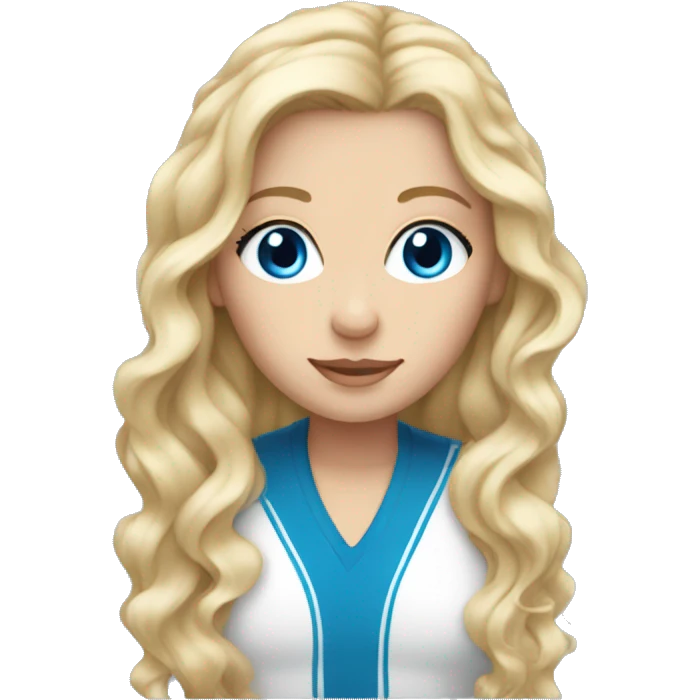 white girl with long blonde wavy hair and blue eyes emoji