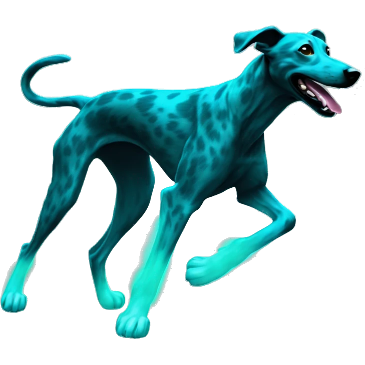 Brindle dog lurcher running cyan glow emoji