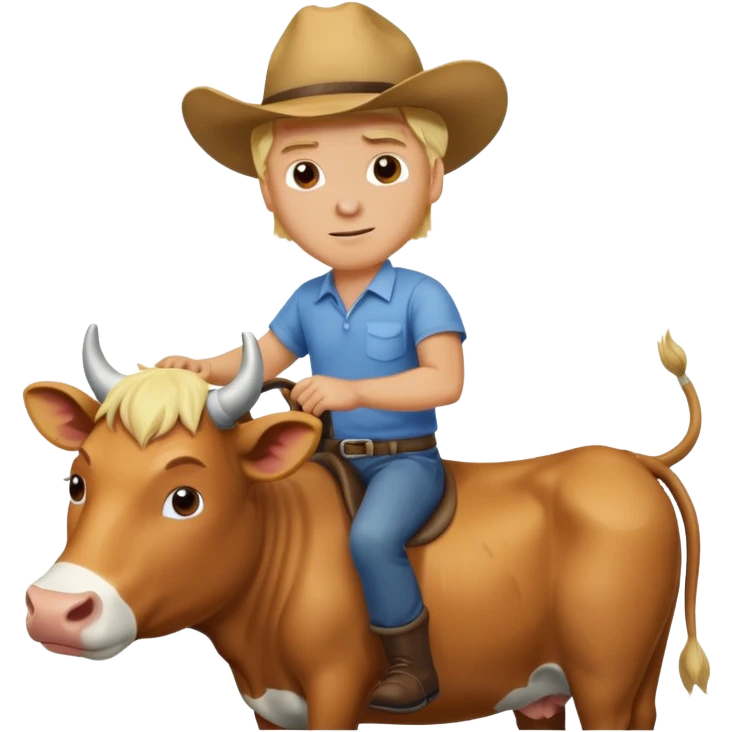 Blond man riding a cow emoji