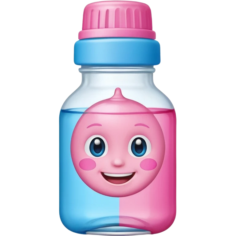 Smiling grin baby oil bottle pink blue top  emoji