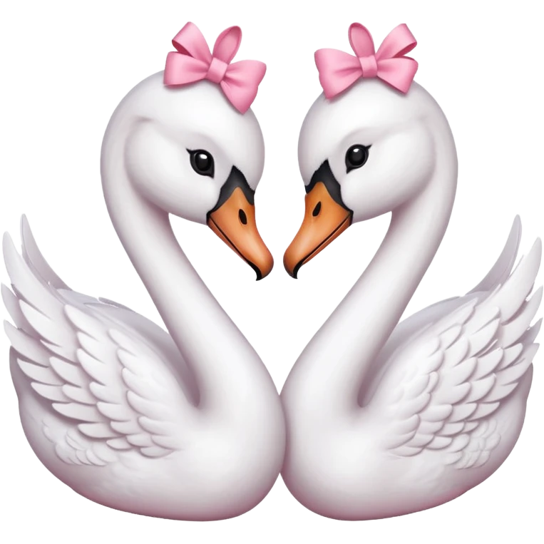  swans kissing wearing pink bows emoji