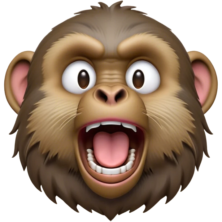 Cinematic Realistic Cute Yawning Baboon Portrait Emoji, Head tilted slightly with a dramatic, wide-open yawn, showcasing a soft, textured face with gently drooping features and half-closed, drowsy eyes, rendered with lifelike natural detail and warm shadows, high shine, relaxed yet expressive, styled with a dash of wild charm, soft glowing outline, capturing the essence of a sleepy yet affectionate baboon that appears ready to stretch out for a hearty nap! emoji