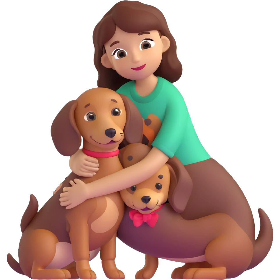 girl hugging dachshund emoji