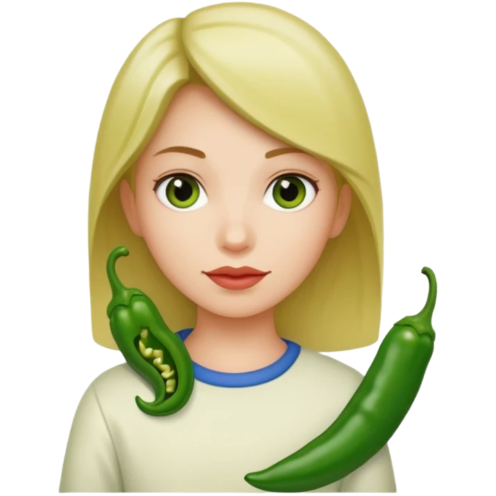 Girl with green chili emoji