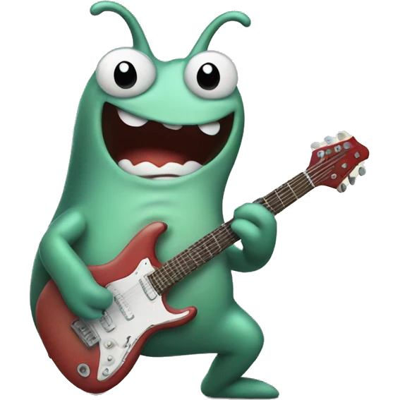 Happy slug playing electric guitar emoji