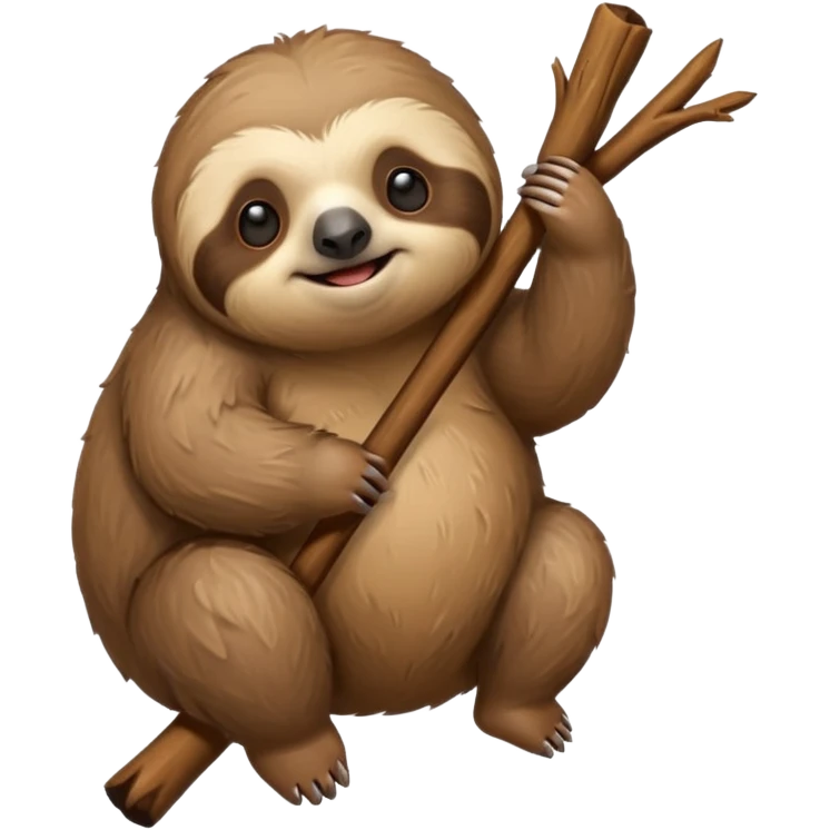 cute fat Sloth on stick emoji