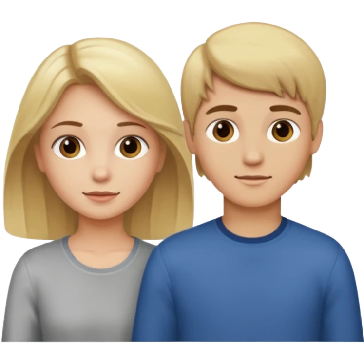 Amour à distance fille blonde et garçon châtain tous les deux clair de peau  emoji