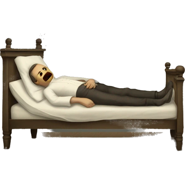 A sick man on a bed in 1870 emoji