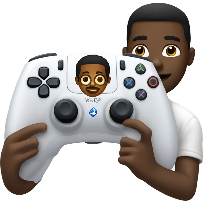 Ps5 controller and a black guy playing emoji