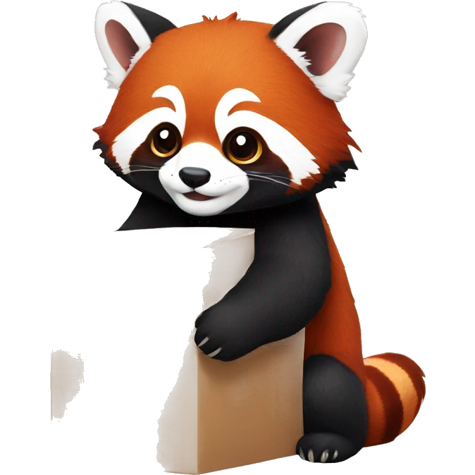 Red panda with a box in his hand emoji