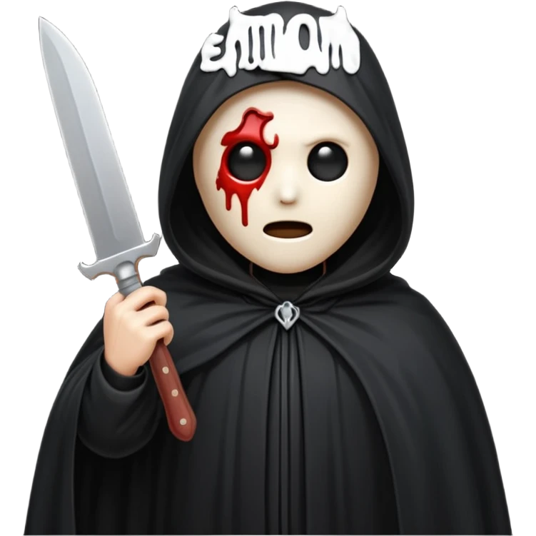 make a ghost face emoji with a cloak on and a bloody knife from the movie scream emoji