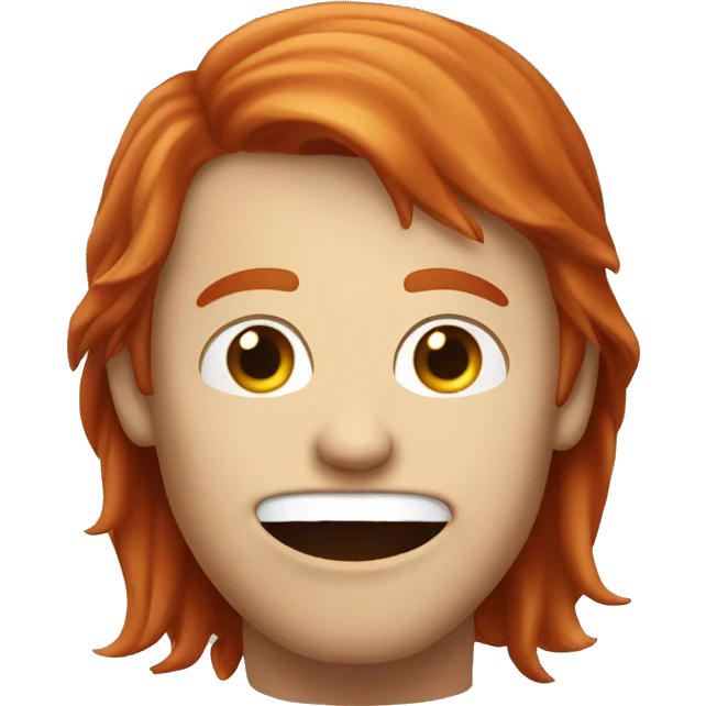 Red hair, white guy with mewing expression,  emoji