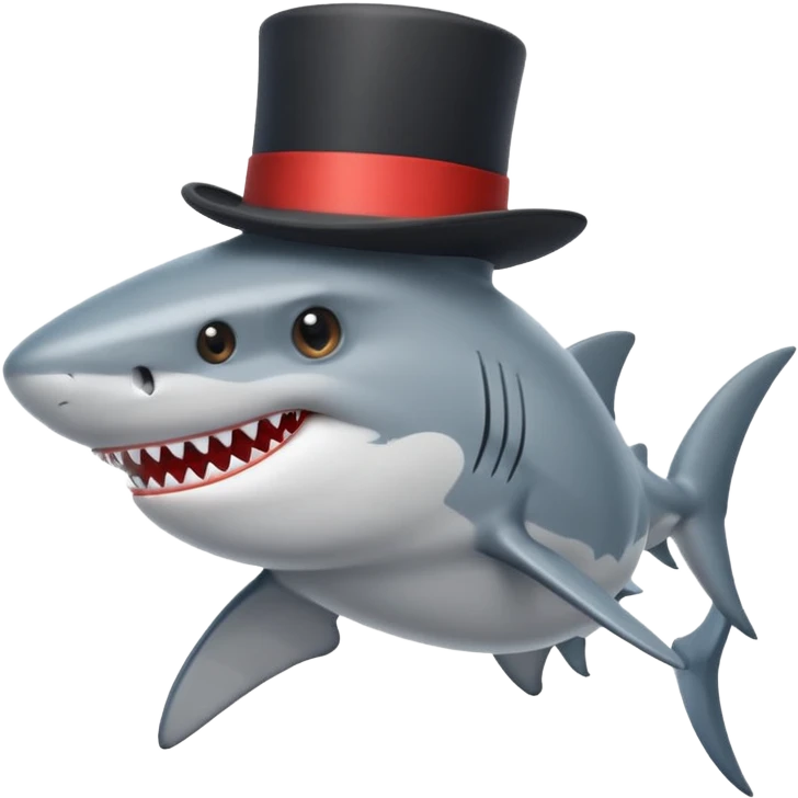 Shark with a top hat emoji