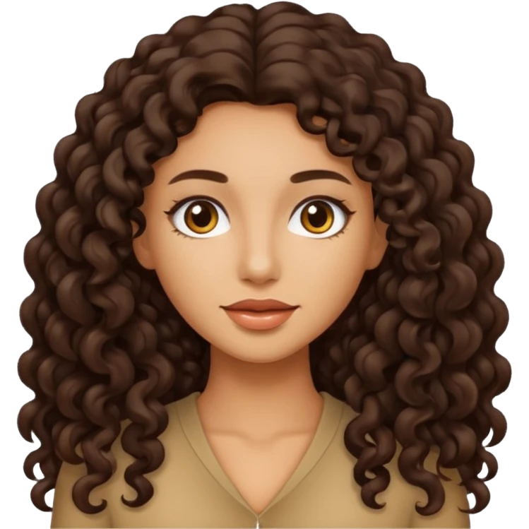 Mujer piel canela y pelo rizado largo oscuro  emoji