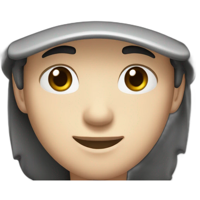 Pale skinned Man with black hair in a white cap and gray polo T-shirt with a box into his hands emoji