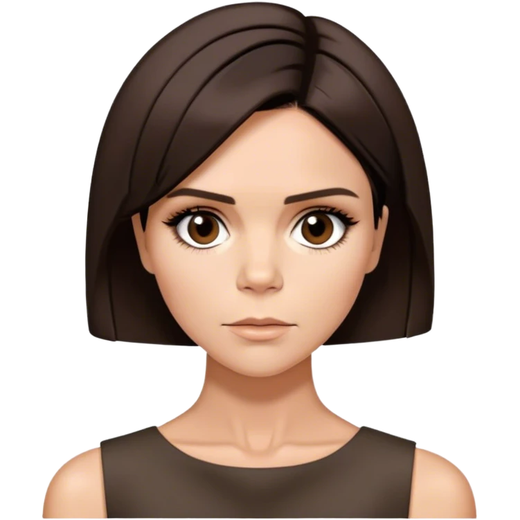 Victoria Beckham circa 1997 with short, dark brown, bob haircut parted down the center emoji