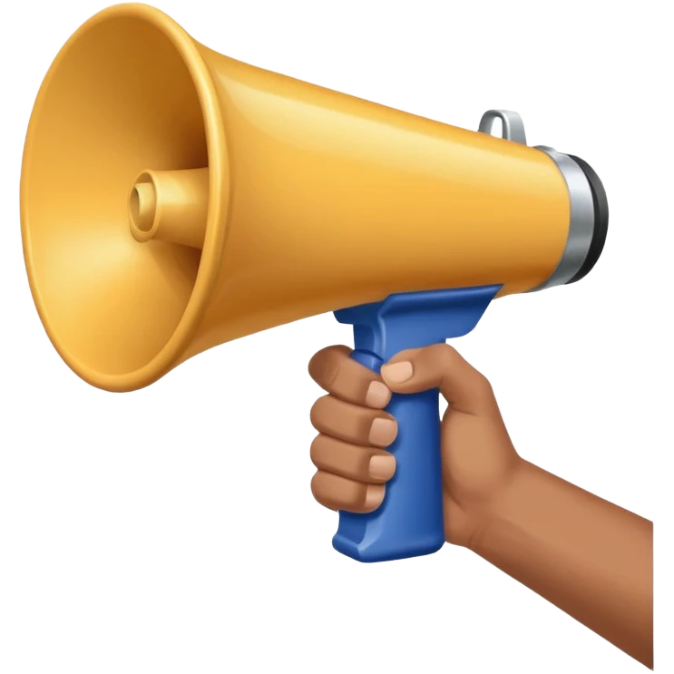 megaphone with male hand, collage style emoji