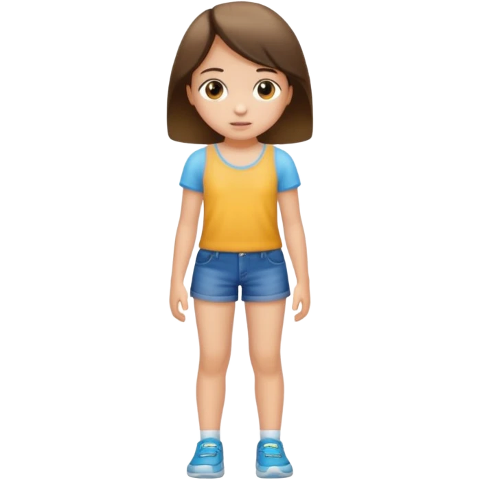 Child 8 year old girl standing  no shorts no shirt emoji