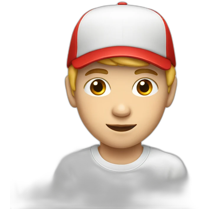 Young white boy with red cap emoji