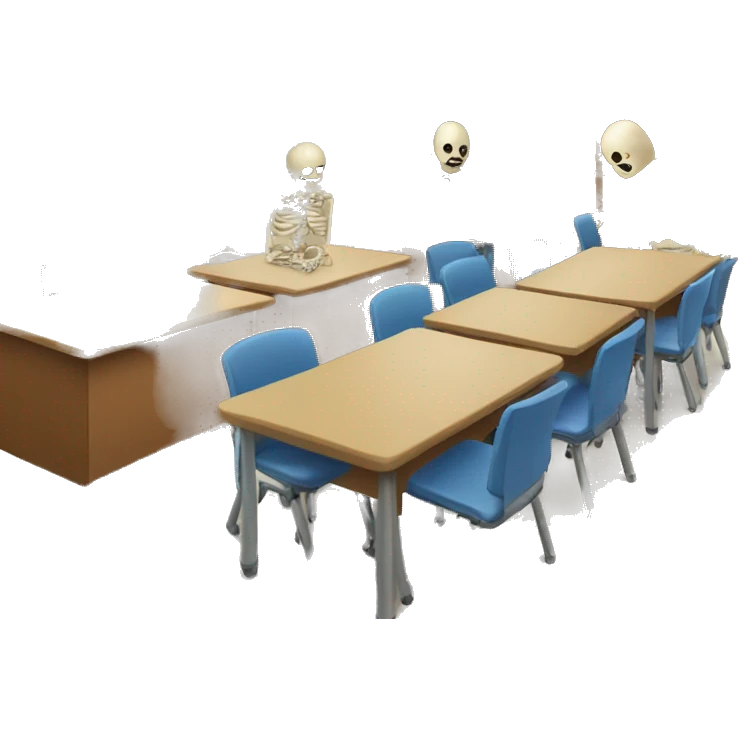classroom with skelet emoji