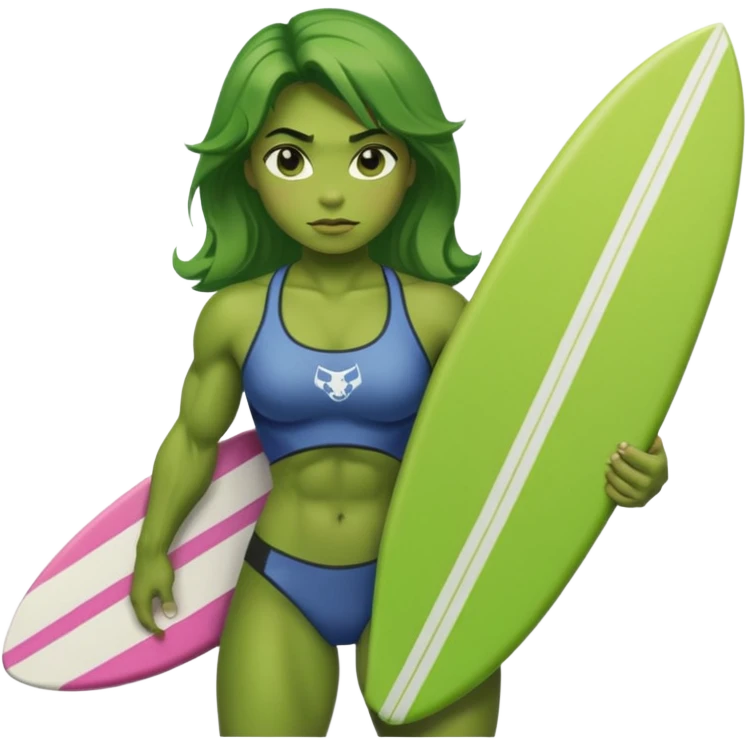 hulk Girl with surfboard emoji