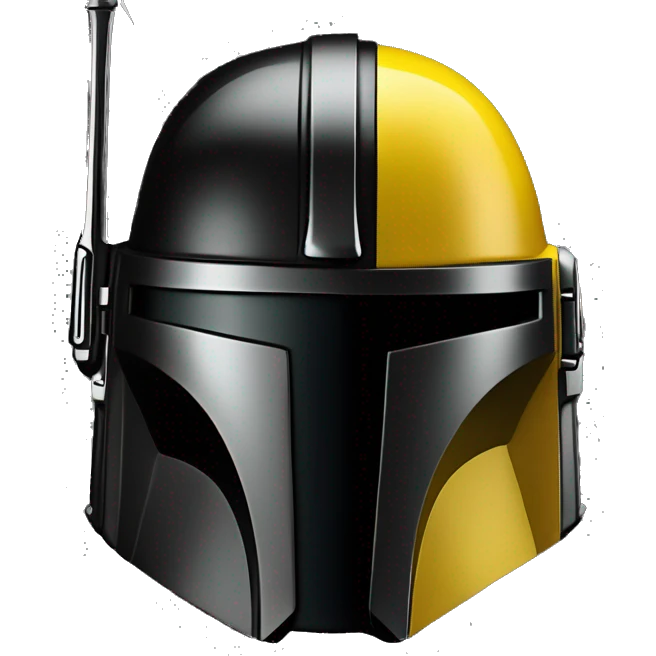 Gloss black and yellow mandalorian helmet with one antenna emoji