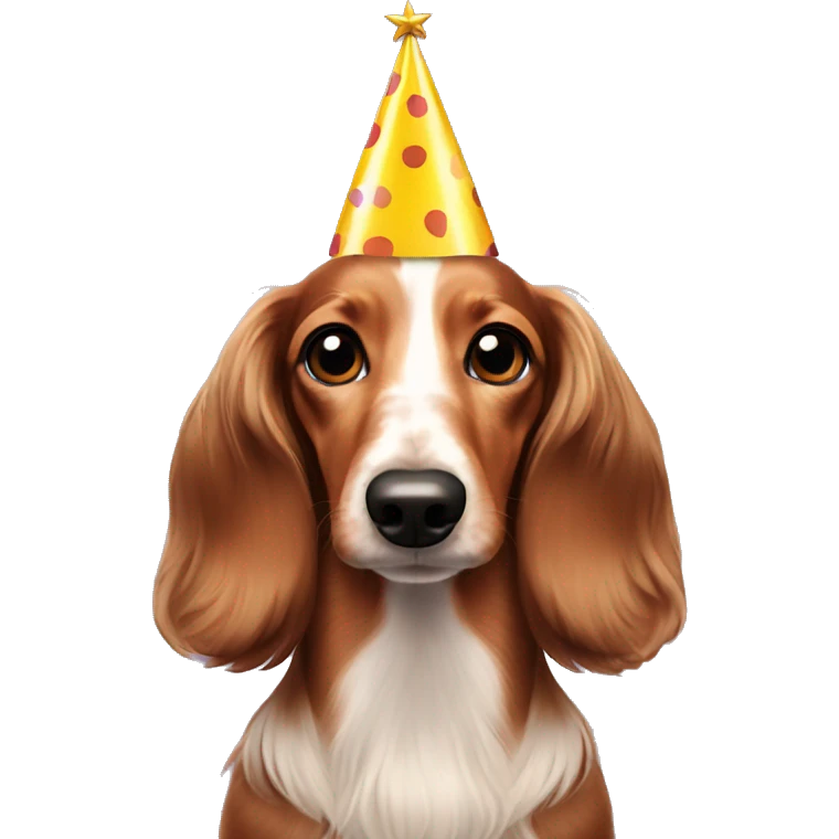 Birthday of a long-haired dachshund emoji