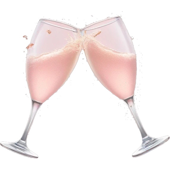 glasses of pastel pink champagne are smashing against each other emoji