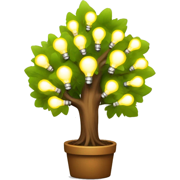 A tree with lightbulbs on it, symbol of creativity emoji