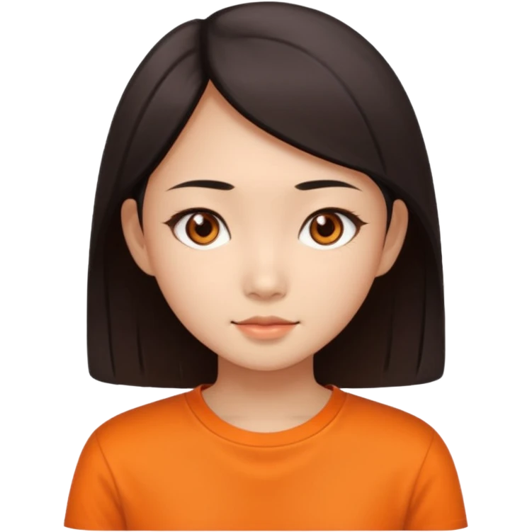 Asian slim eye girl with orange shirt emoji