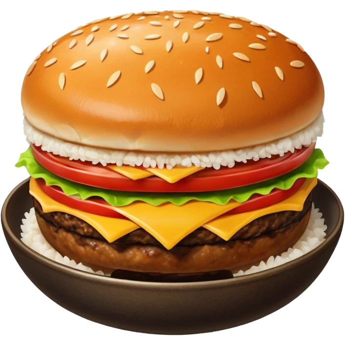 I want a hamburger patty on a bowl of rice. just the meat patty not bun, lettuce, cheese, tomato, etc emoji