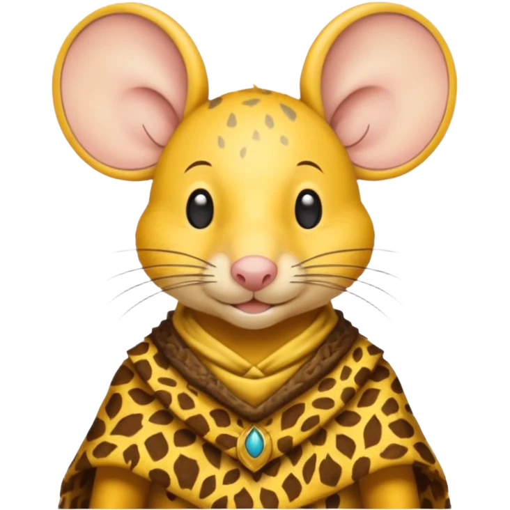 a jerry mouse wearing ancient animal skin cloth, half body, icon, yellow skin, spring emoji