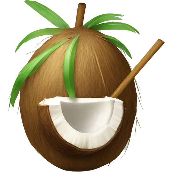Coconut with straw for coconut water emoji